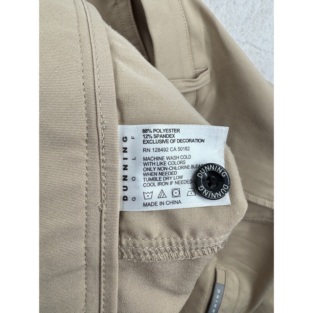 Dunning Golf Performance Shorts Mens 38 Khaki Tan Stretch Flat Front Athleisure - Picture 4 of 9